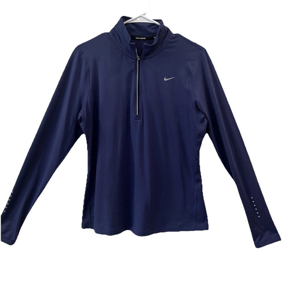 Nike Pullover Women's Large Quarter Zip‎ Long Sleeve Dri-Fit Purple Running Top